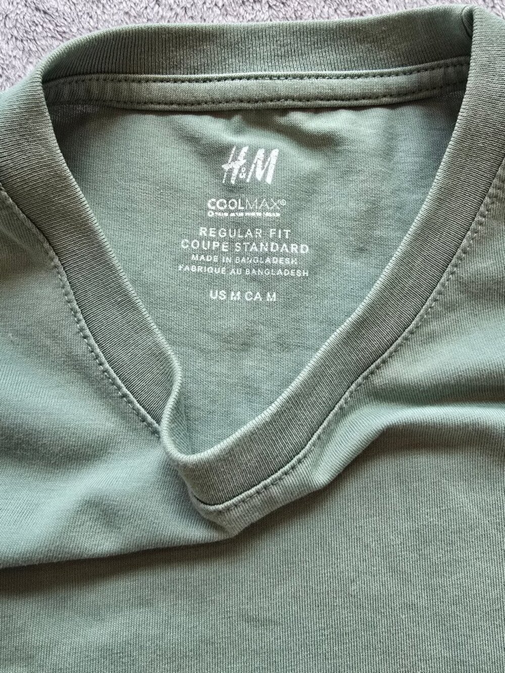 H&M cool -max Reg fit coupe standard T Shirt green medium, men